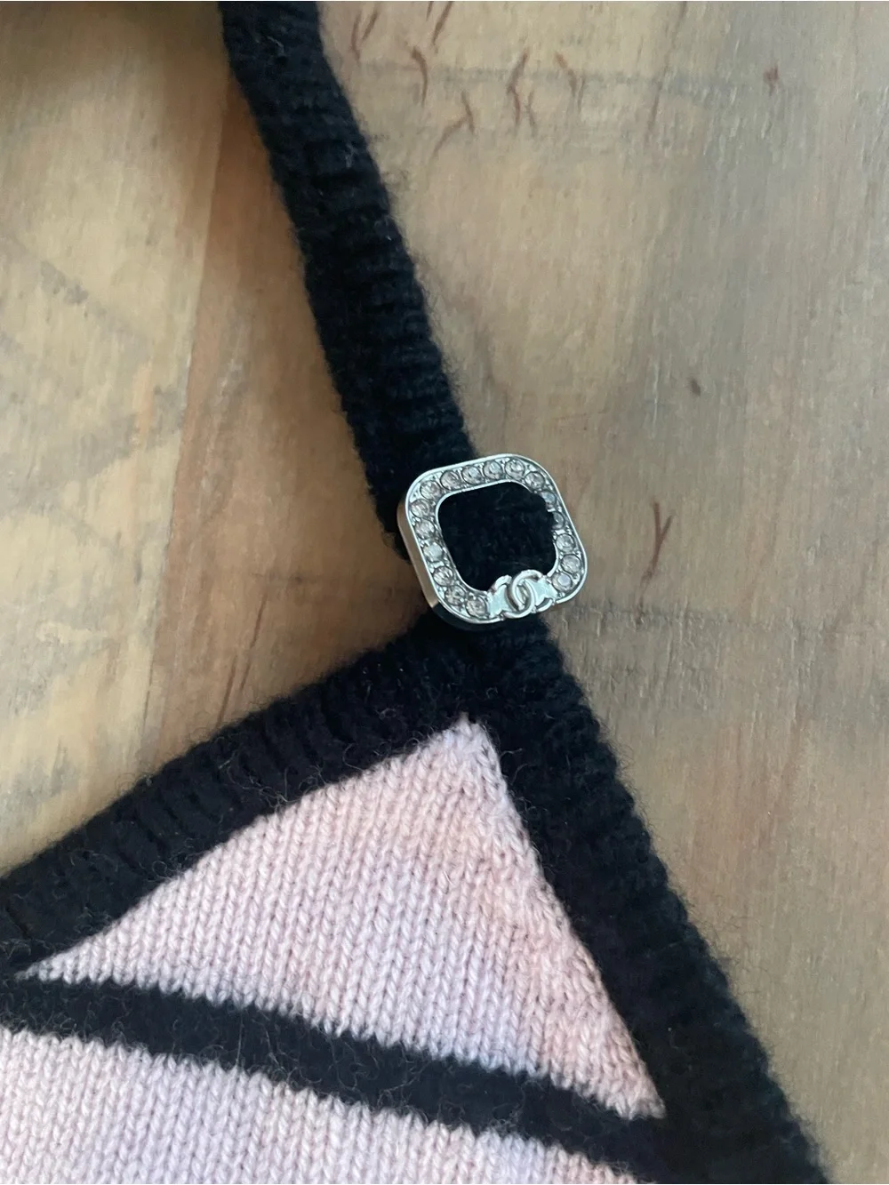 CHANEL Pink and Black Striped Knit Tank